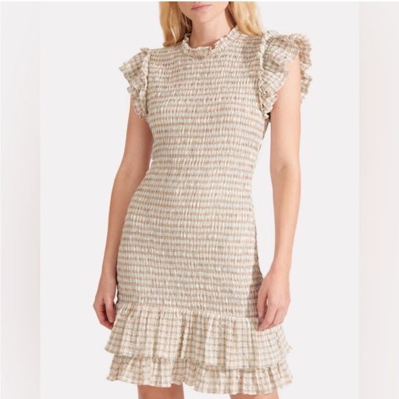 VERONICA BEARD Cici Smocked Gingham Dress - Picture 1 of 12